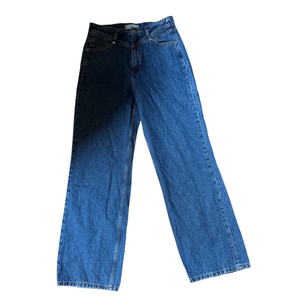Mango MNG Denim Womens Wide Leg High Rise Jeans Medium Wash Blue Size 6